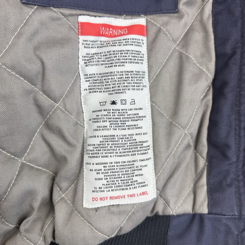 Walls FR Jacket Mens XL Navy HRC 3 Canvas Quilted ITEX Hooded Heavy Workwear - Picture 9 of 12